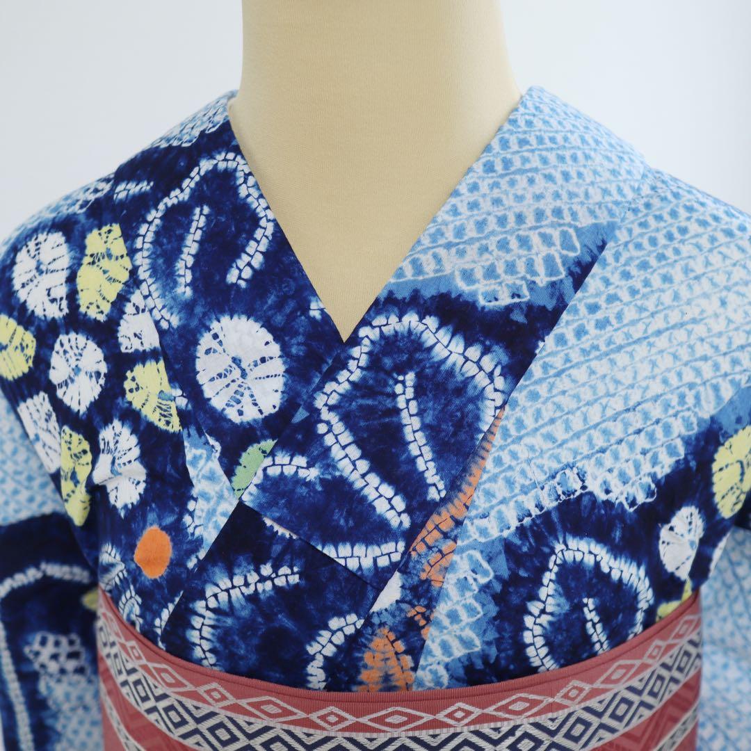 おかか【有松鳴海絞り】花模様◆木綿◆浴衣⑤