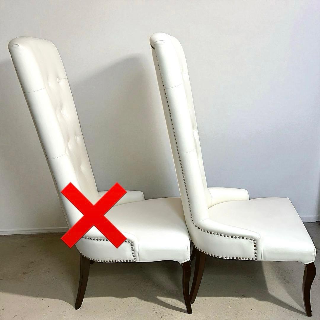 王様 ラウンジチェア 希少 ハイバックチェア アンティーク レザー 椅子 白 ①