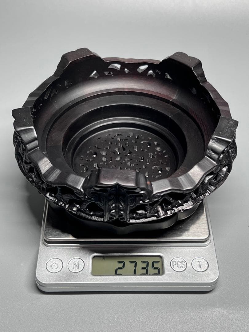 未使用 中国美術 唐木 紫檀 木製 花台 香炉台 台座 置物台 木彫 飾り台