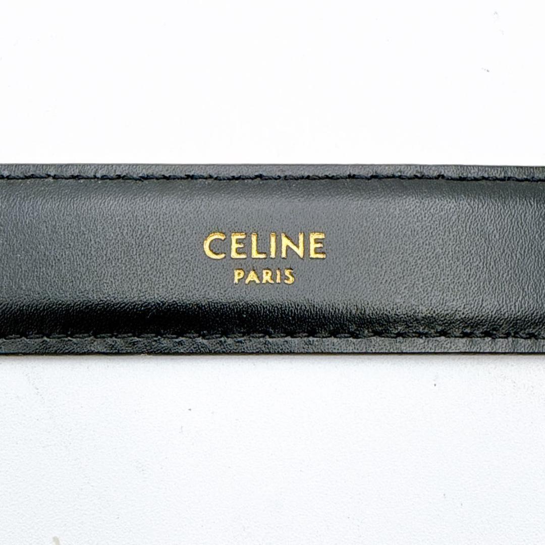 【未使用に近い】セリーヌ トリオンフ ベルト レザー ゴールド ブラック 70