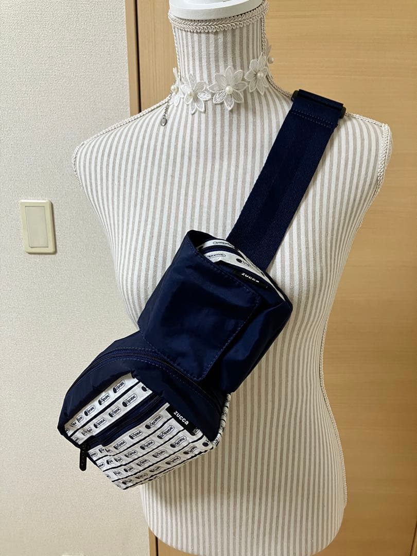 レスポートサック&ZUCCA コラボ ボディバッグ ネイビー ストライプ