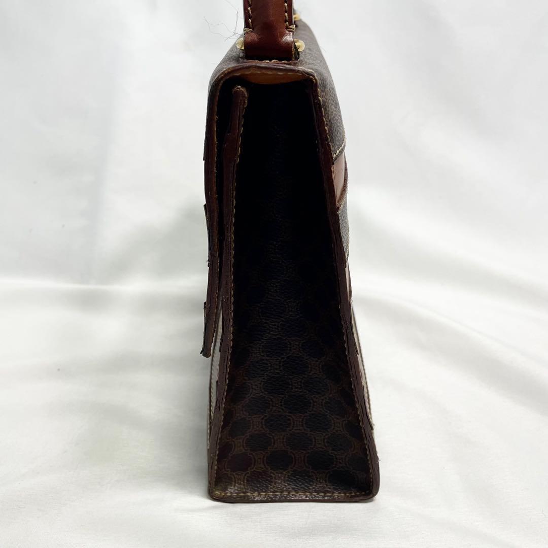 セリーヌ ロゴ 型押し マカダム ハンドバッグ フォーマルバッグ 2way 茶色