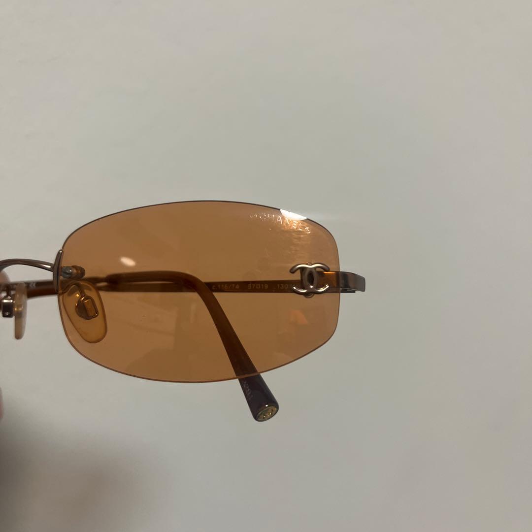 【CHANEL】オーバルサングラス オレンジレンズ ケース付き