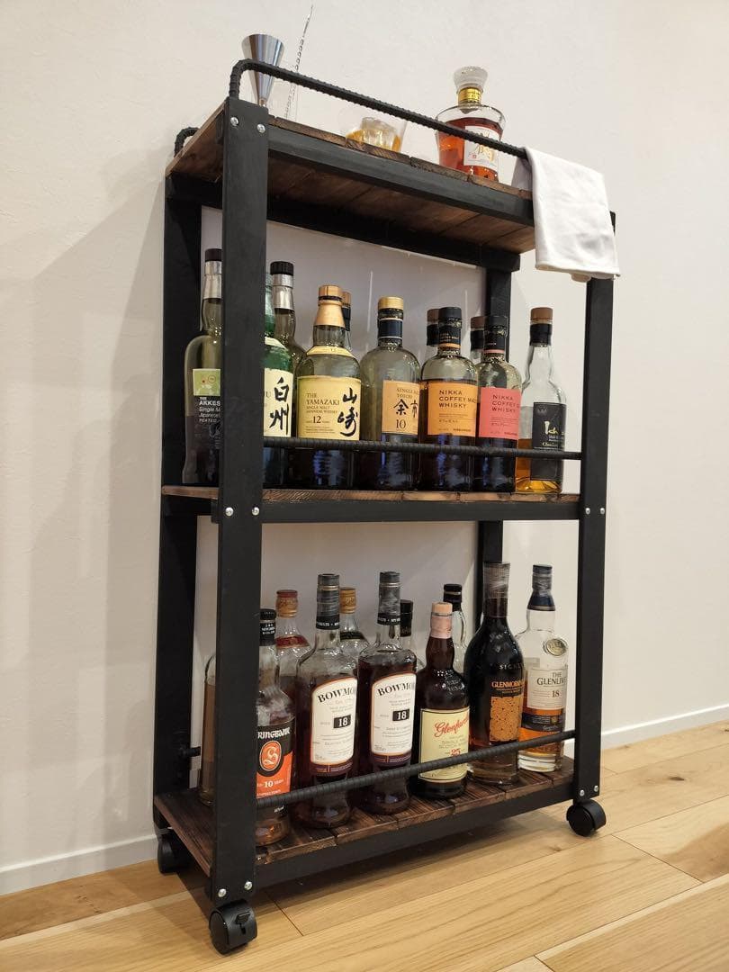 ウイスキーラック　サイドバーワゴンタイプ　男前インテリア　119