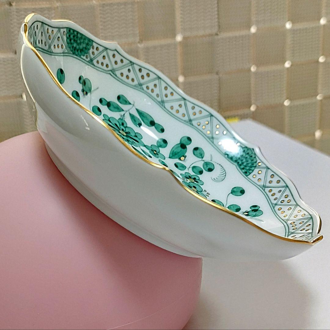 ●5151#0115　マイセン/GERMANYインドの華リッチグリーン プレート