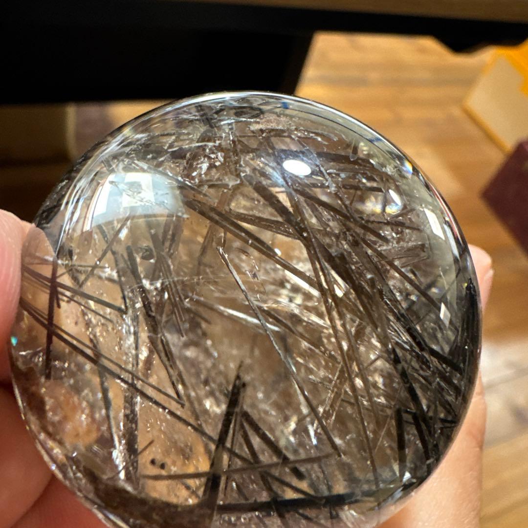 希少　高品質　ブラックルチルスフィア　透明度　水晶　丸玉　黒水晶