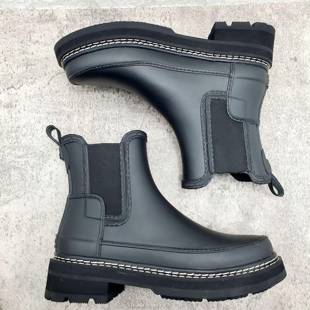 美品✨ハンター✨レインブーツ チェルシー プラットフォーム 23cm 黒
