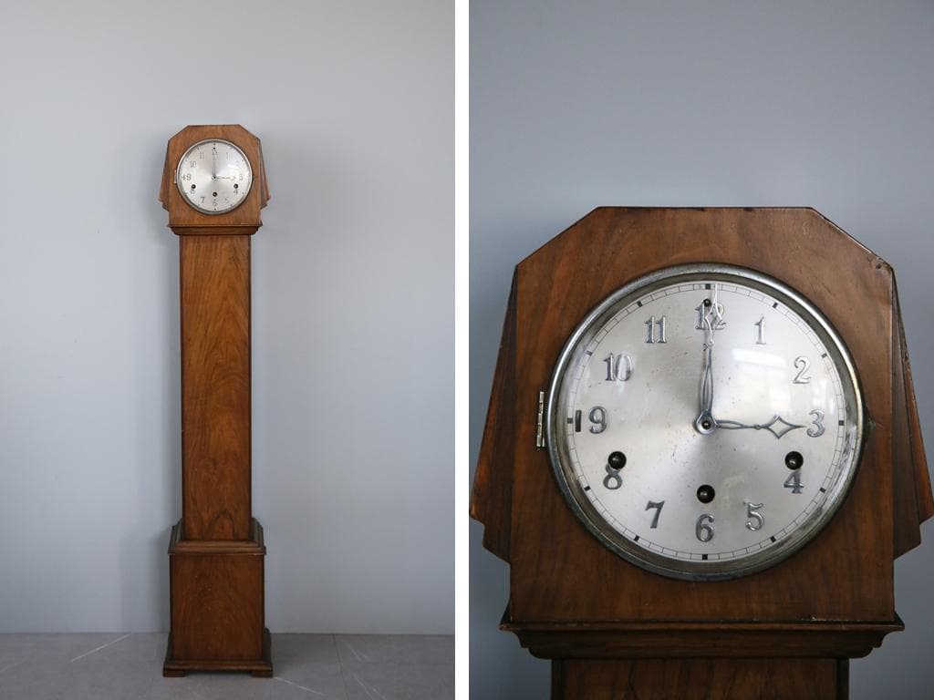 英国アンティーク古時計/置時計/柱時計/木製レトロクロック/オブジェ(92-77