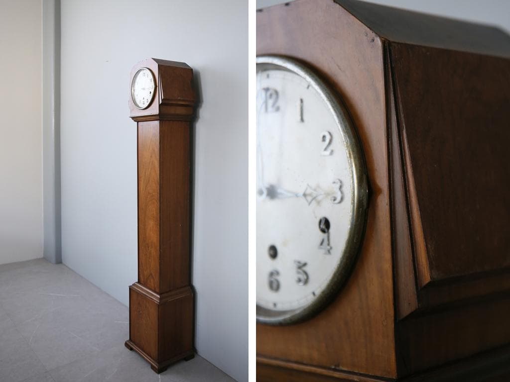 英国アンティーク古時計/置時計/柱時計/木製レトロクロック/オブジェ(92-77