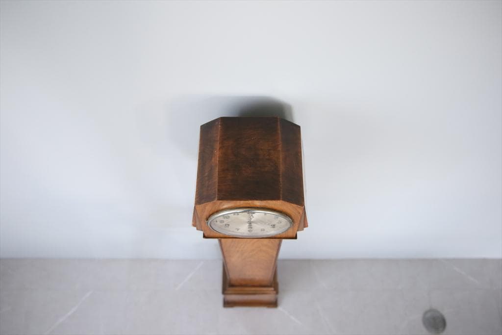 英国アンティーク古時計/置時計/柱時計/木製レトロクロック/オブジェ(92-77