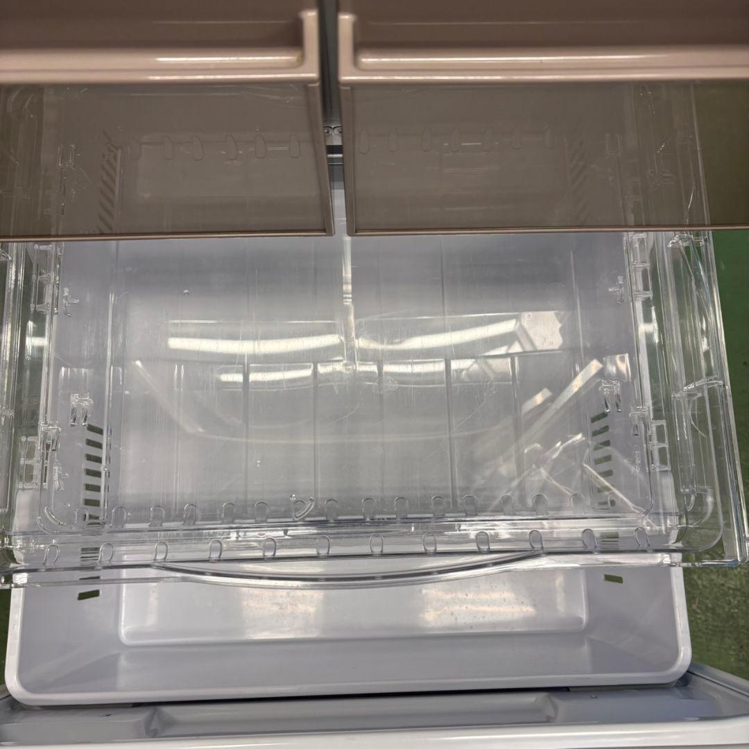 573 日立大型冷蔵庫　400L強　小型　家庭用　右開き　自動製氷　ガラスパネル