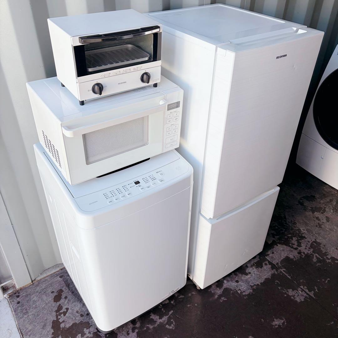 運搬取付無料！ホワイト純正IRIS3点・無印電子レンジの4点セット！完動超美品！