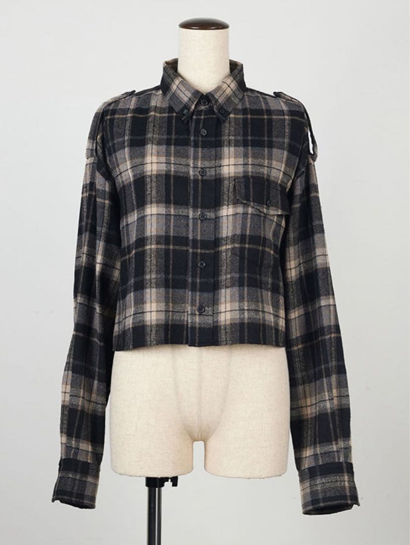 FORME NbyNaVY 東原亜希エポーレットショートシャツBLACKMIX