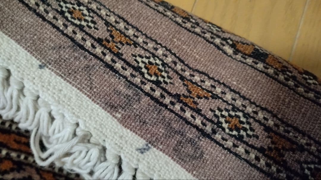 新品 未使用 パキスタン製？ 手織り ウール絨毯 大判 羊毛 カーペット ラグ