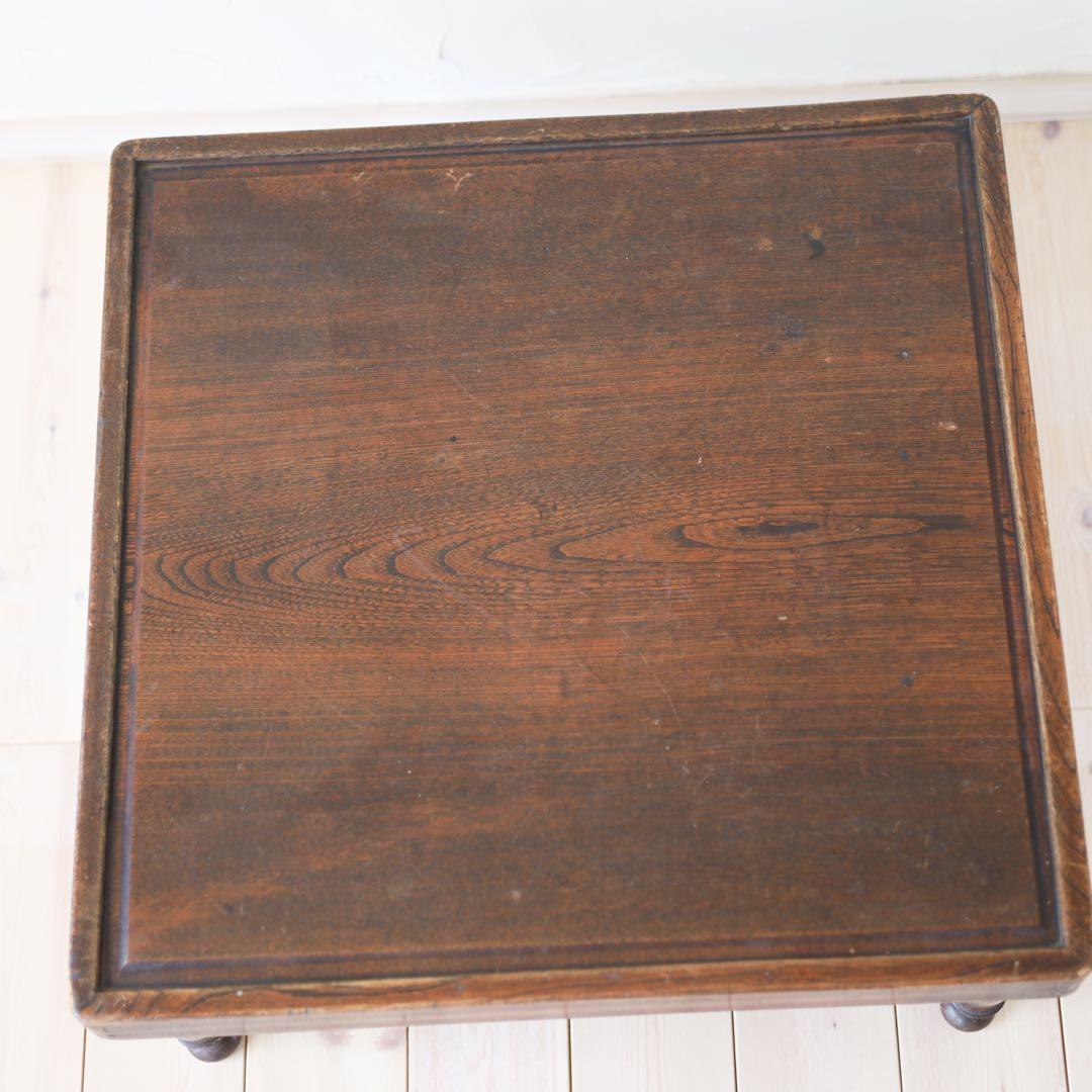 【アンティーク調】木製 正方形 折りたたみローテーブル（ダークブラウン）