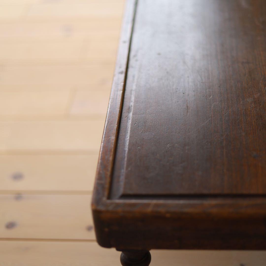 【アンティーク調】木製 正方形 折りたたみローテーブル（ダークブラウン）