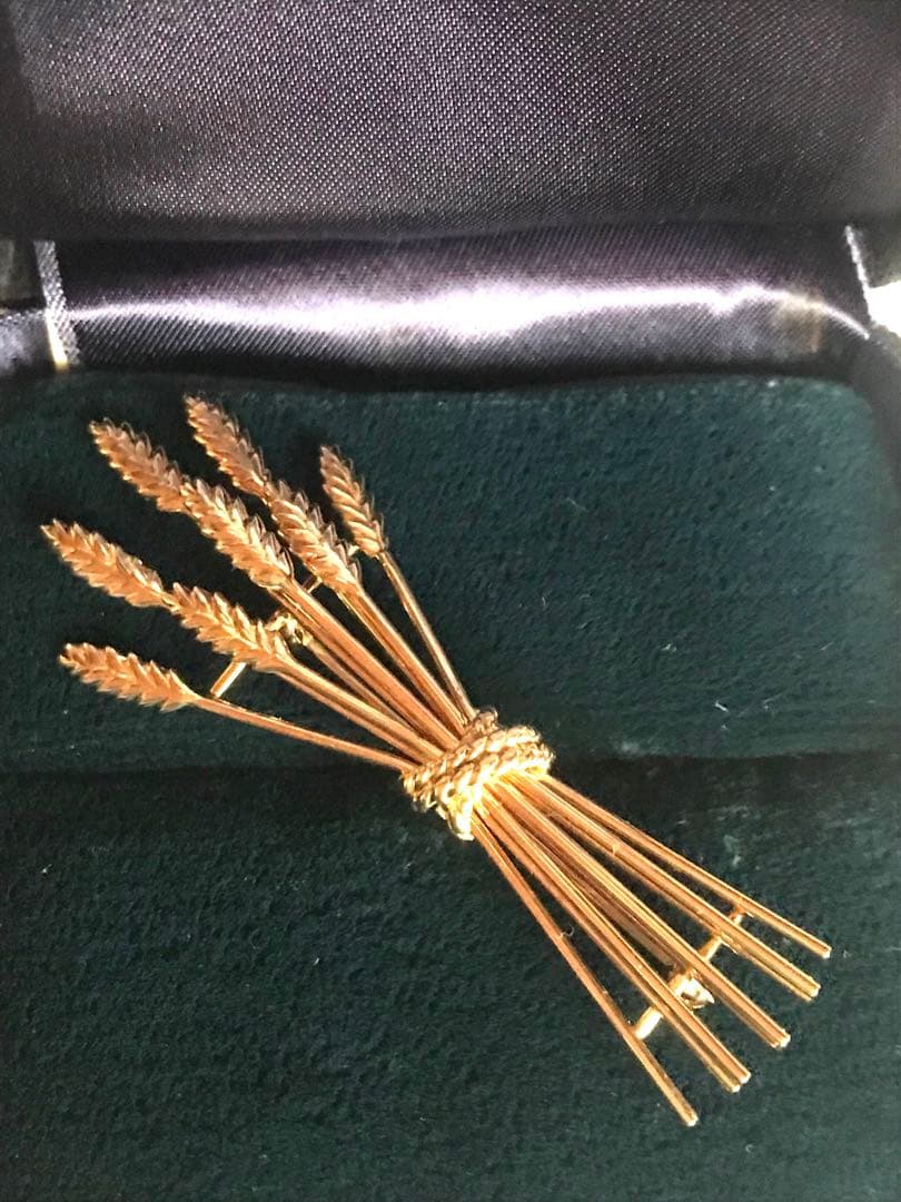 ティファニー　イエローゴールドブローチ　麦モチーフ　k1818金 18k