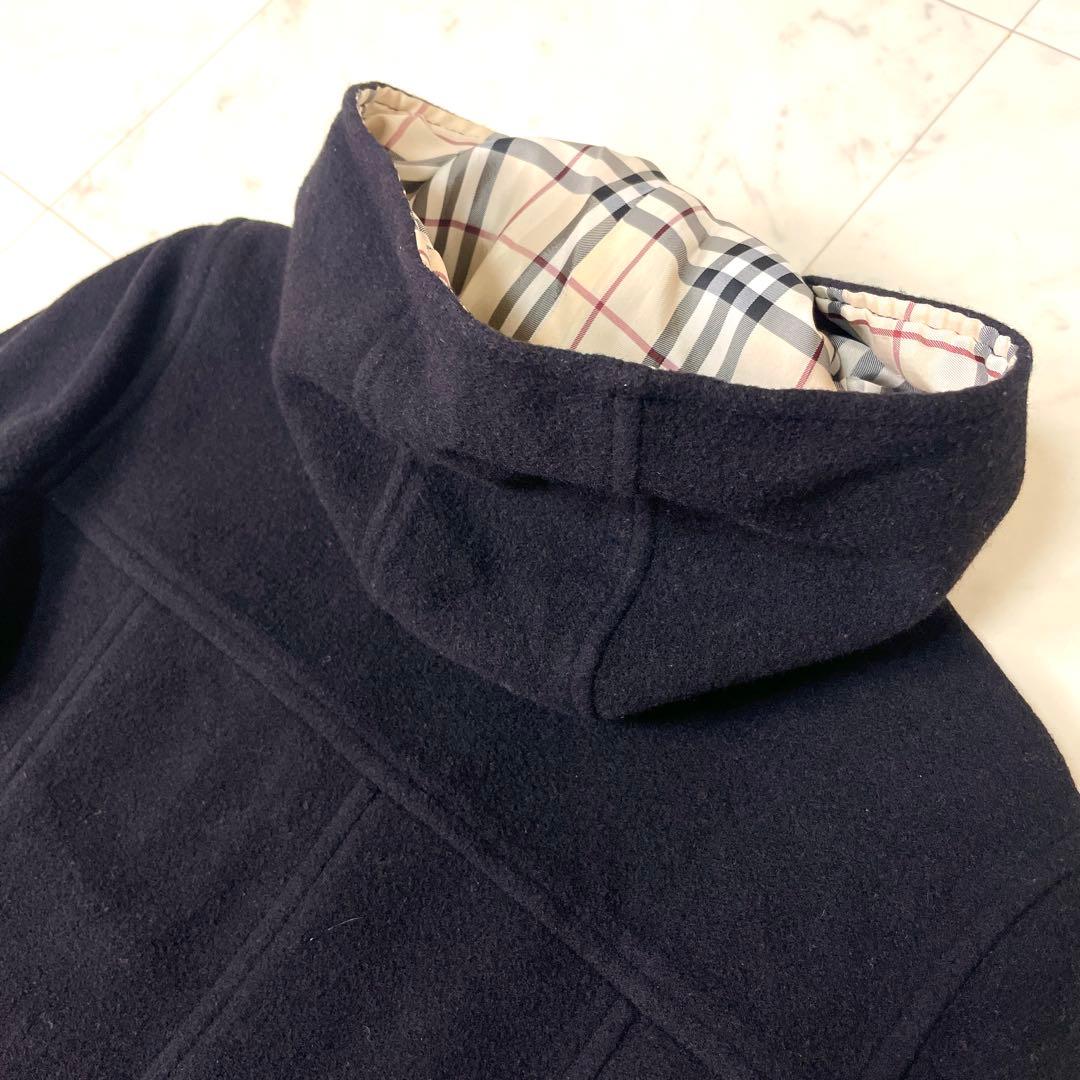 【美品】バーバリーブルーレーベル フード ウールコート アンゴラ M 黒