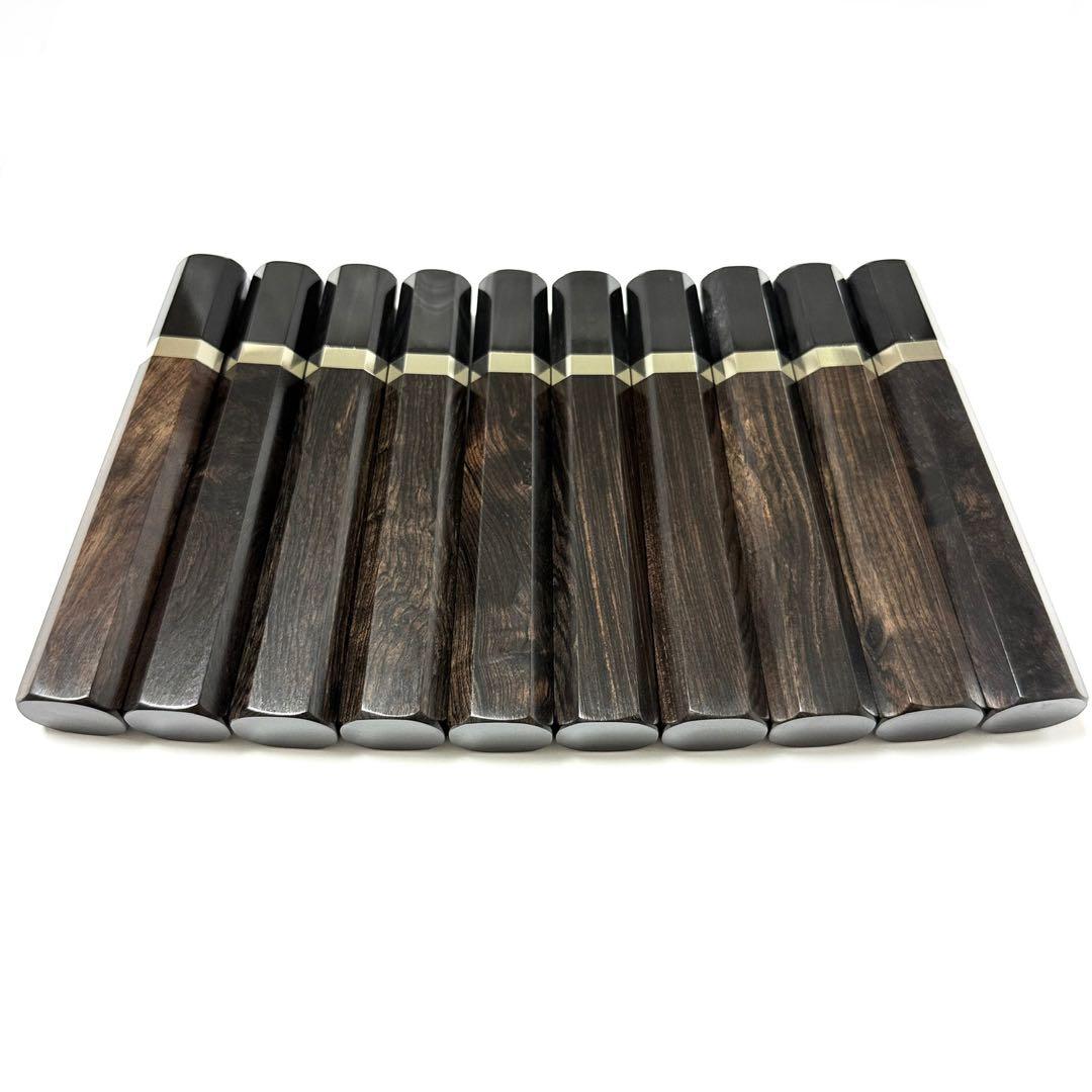 10本セット 銀巻 黒水牛角 柳刃300 黒檀八角柄 柳刃尺 包丁柄 ハンドル