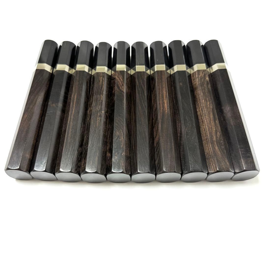 10本セット 銀巻 黒水牛角 柳刃300 黒檀八角柄 柳刃尺 包丁柄 ハンドル