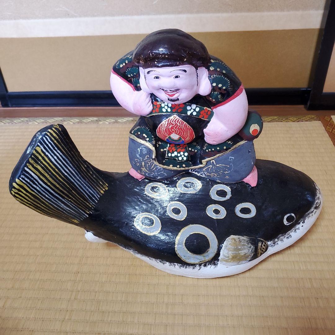 希少　中野人形　ふぐ乗り大黒天　土人形　土雛　奈良久雄