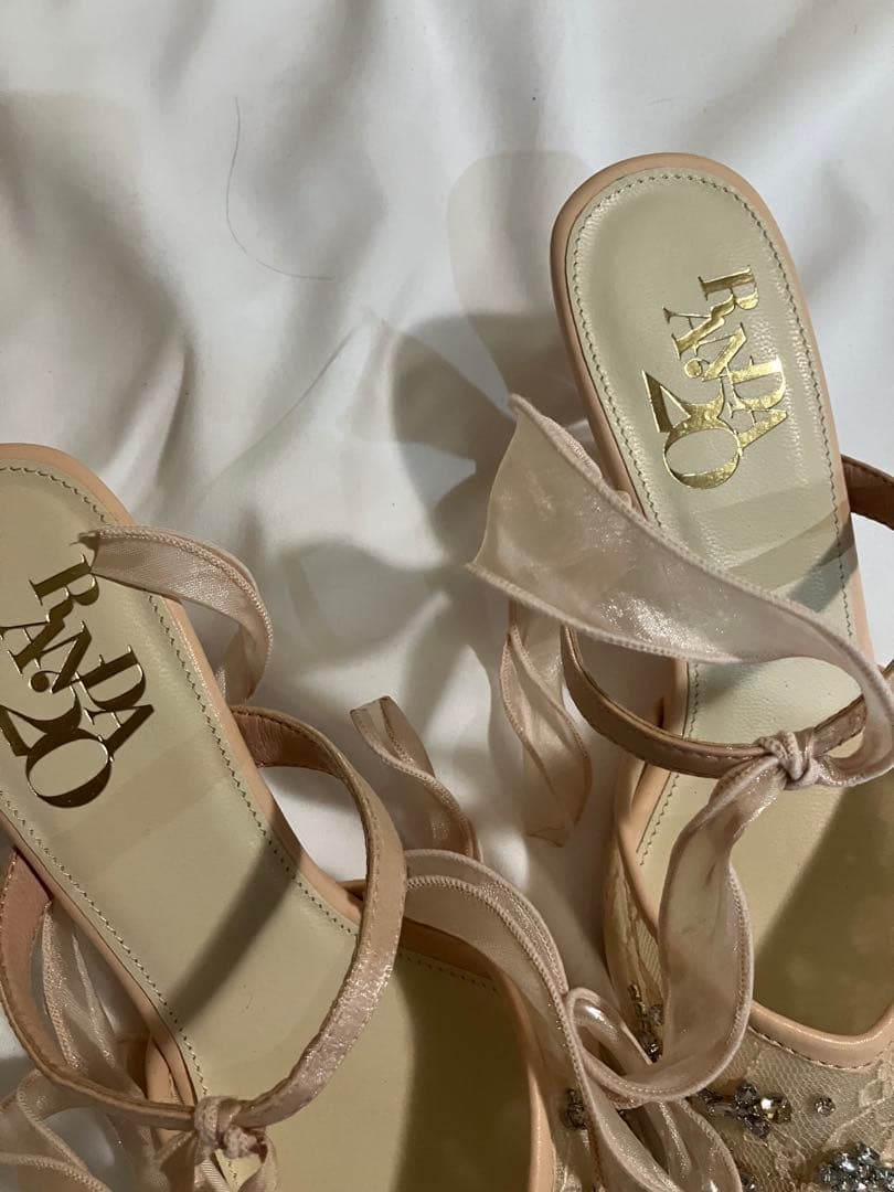 ランダ　RANDA ビーズ　2way ミュール　L ピンク　20th 20周年