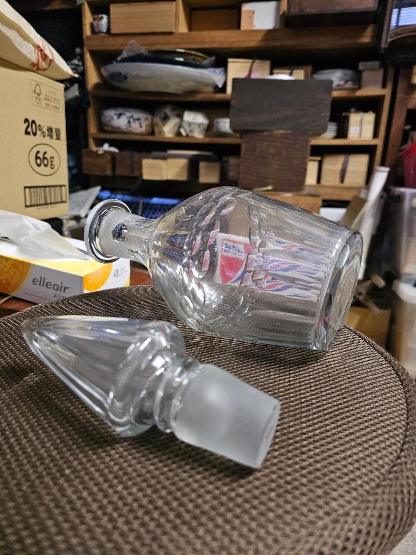 大正から戦前 ウランガラス デキャンタ カットガラス