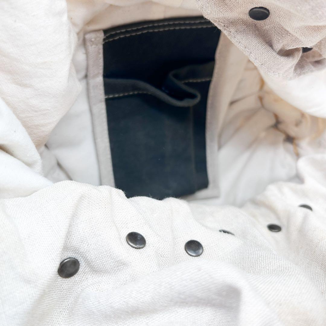 ebagos レザーパッチ ラウンドカゴバッグ ベージュ