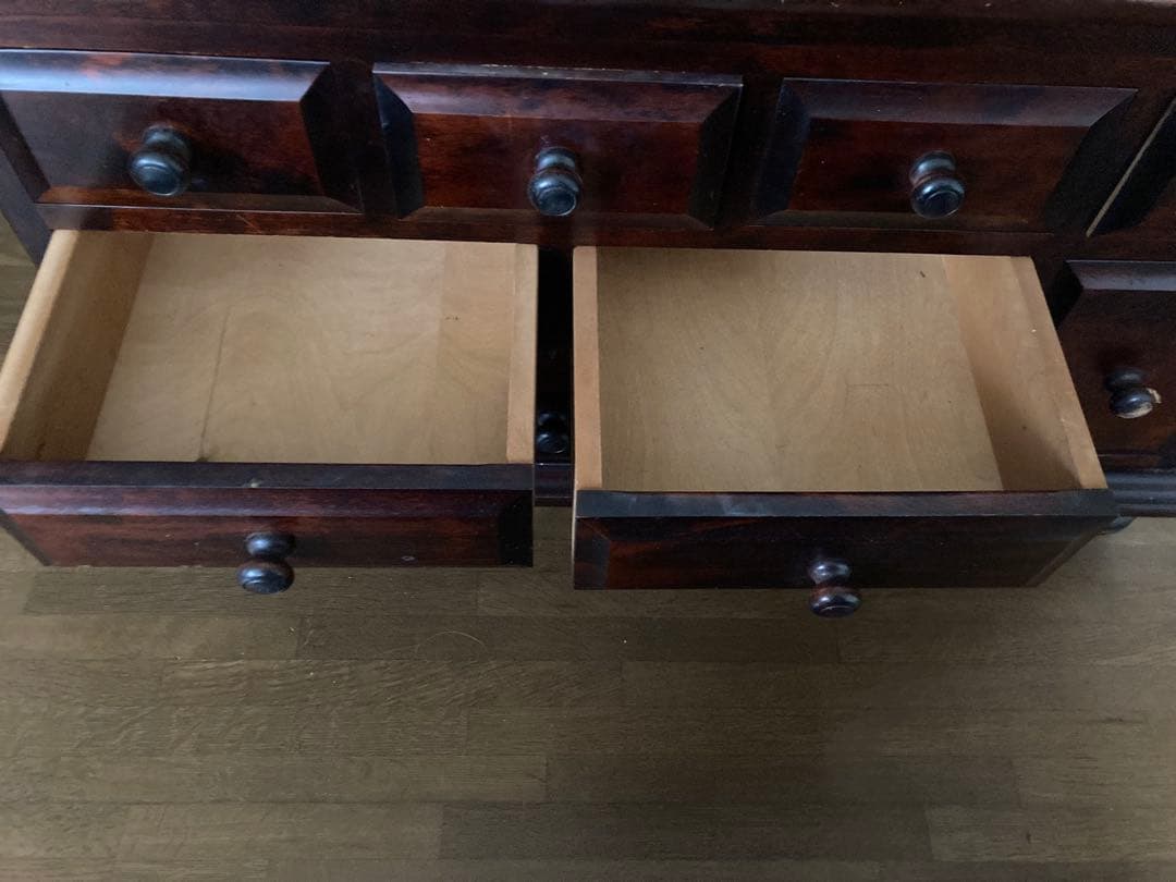 九州民芸家具　木製ダークブラウンドレッサー・鏡台