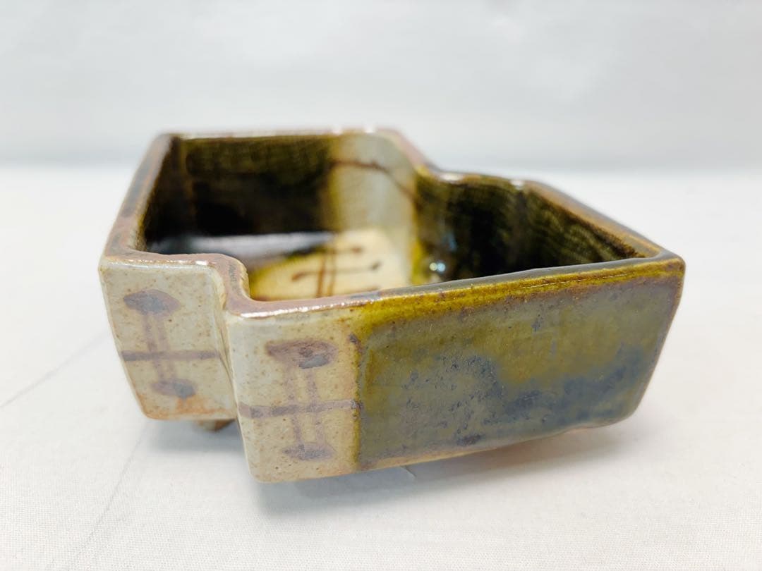 未使用 茶道具 加藤作助造 誰袖 織部 向付 5客組 足付小鉢 銘々皿 印 共箱