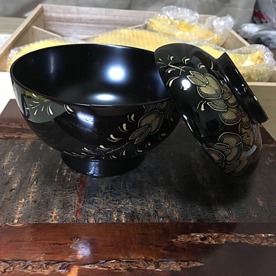 [新品] 輪島塗 煮物椀 五客 （蓋付き）