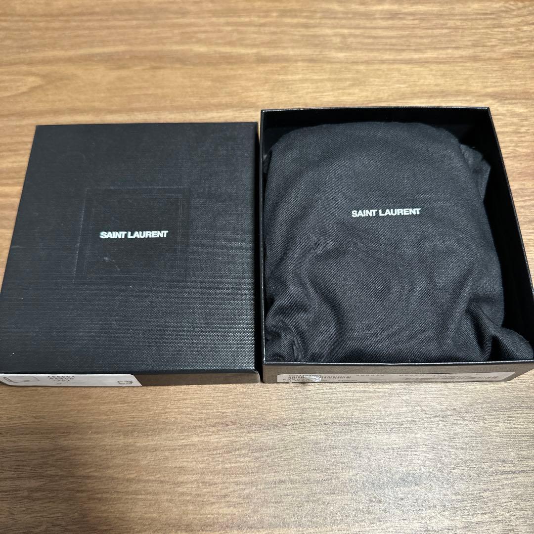 SAINT LAURENT グレー レザー 名刺入れ 専用袋付き