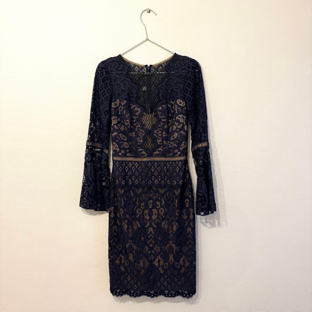 TADASHI SHOJI ネイビー レース　オケージョンドレス ワンピースM
