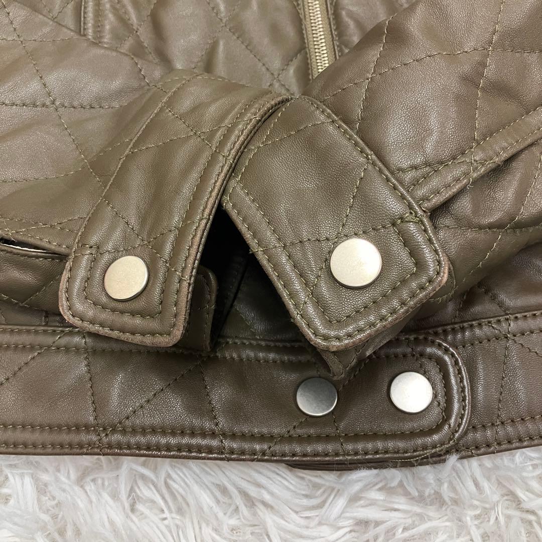 短丈 BALMAIN バルマン キルティング レザー ライダースジャケット 羊革