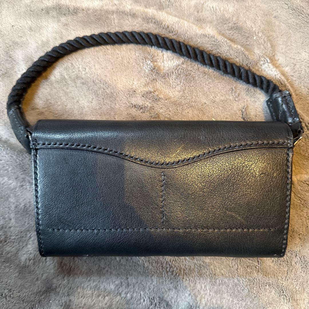 ポータークラシック　レザーセーラーロープポーチ　ブラック