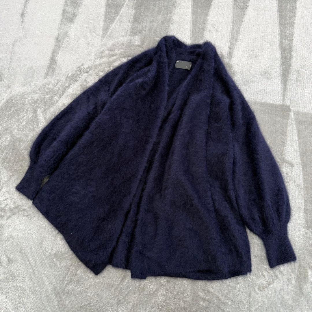 最終価格…美品！Noble ファーニットパフ カーディガン ネイビー