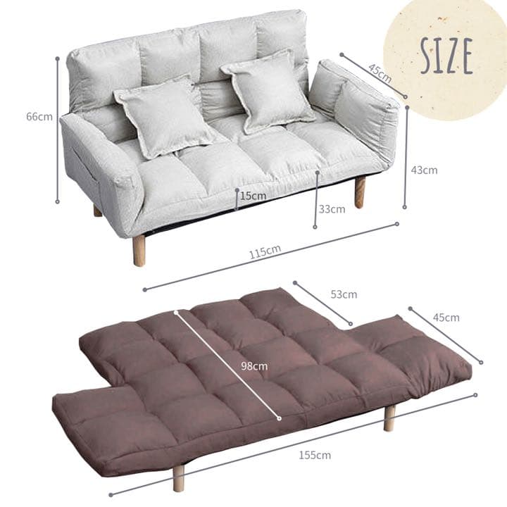 【人気商品！売り切れ御免！！グレー】マルチソファ ソファベッド 2人掛け