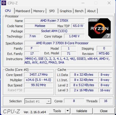 AMD Ryzen 7 3700X CPU 【動作確認済】