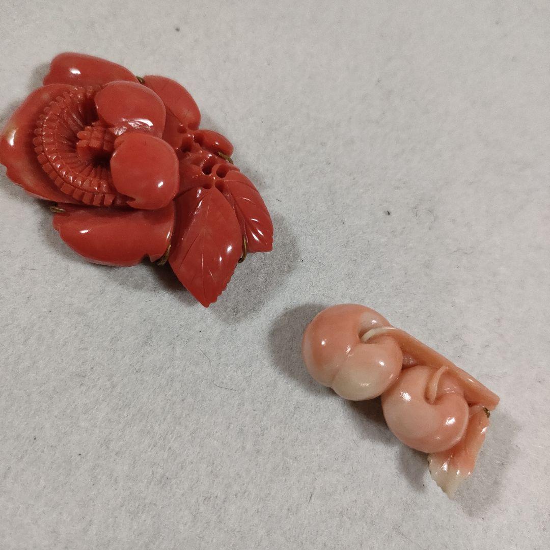 b76 超美品　本珊瑚　ピンクサンゴ　赤サンゴ　帯留　アンティーク