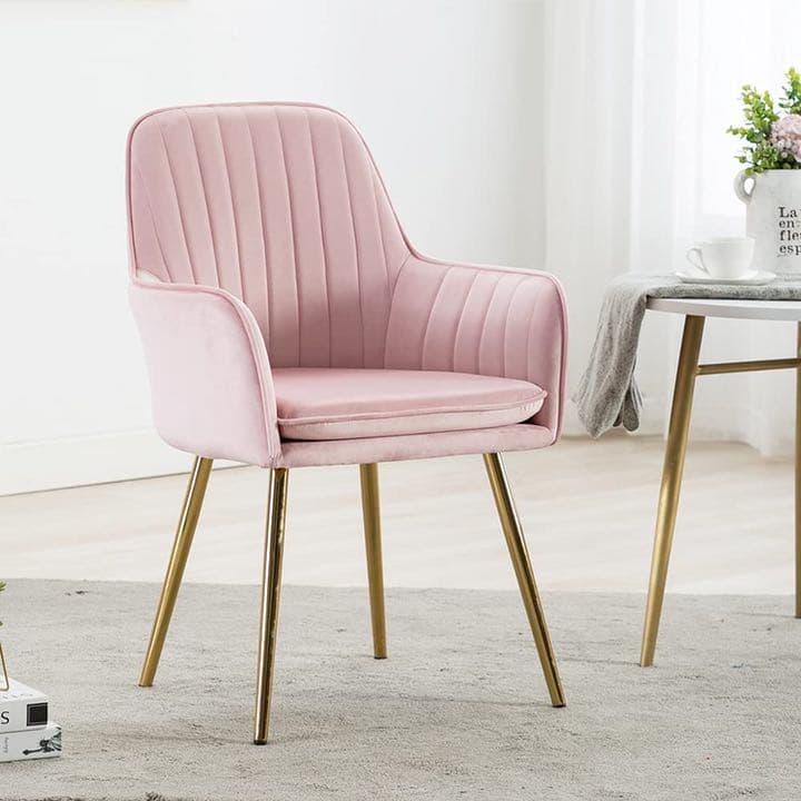ダイニングチェア 肘付き アームチェア ゴールド脚付き ベルベット