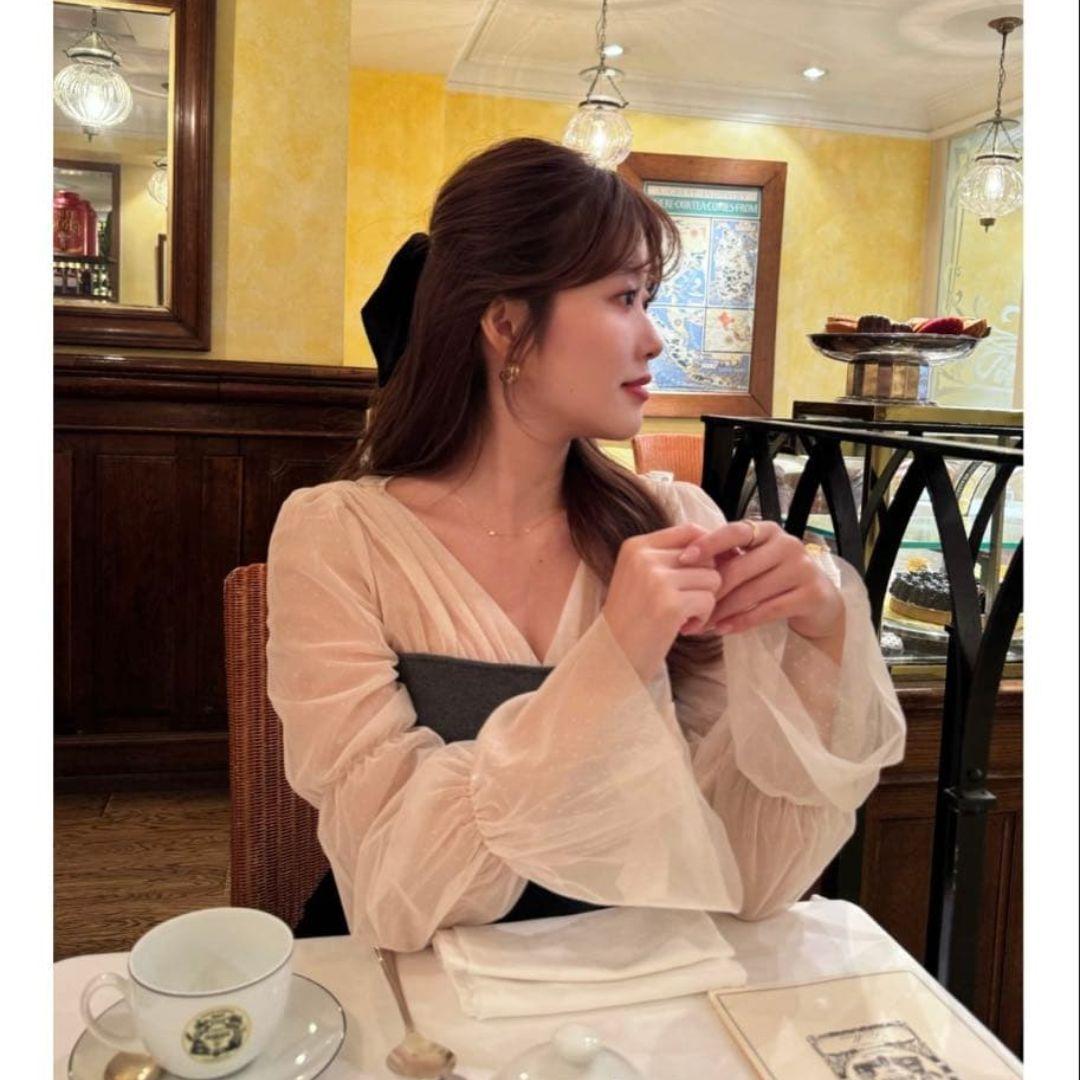 Her lip to TulleSleeveKnitTop Sサイズ　gray