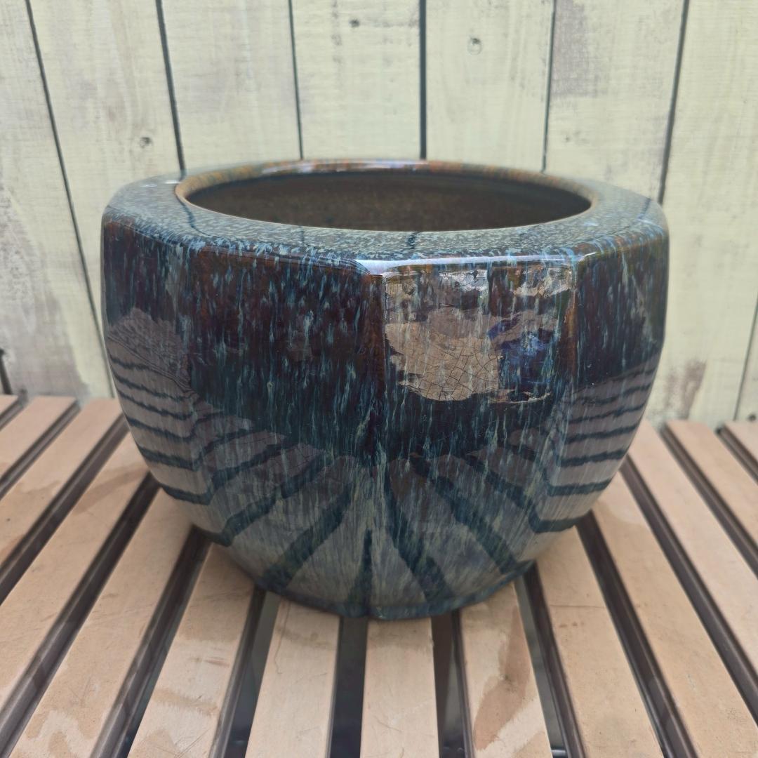 i+【店頭引取大歓迎】 睡蓮鉢 メダカ鉢 金魚鉢12角形 日本庭園 和 鉢