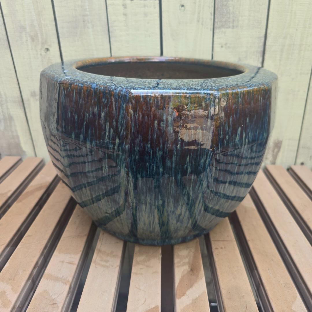 i+【店頭引取大歓迎】 睡蓮鉢 メダカ鉢 金魚鉢12角形 日本庭園 和 鉢