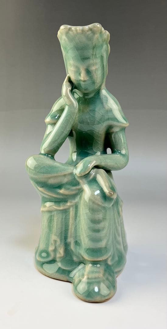 【高麗青磁弥勒菩薩半跏思惟像】陶器　仏像　東洋彫刻　青磁　民芸　民藝　骨董