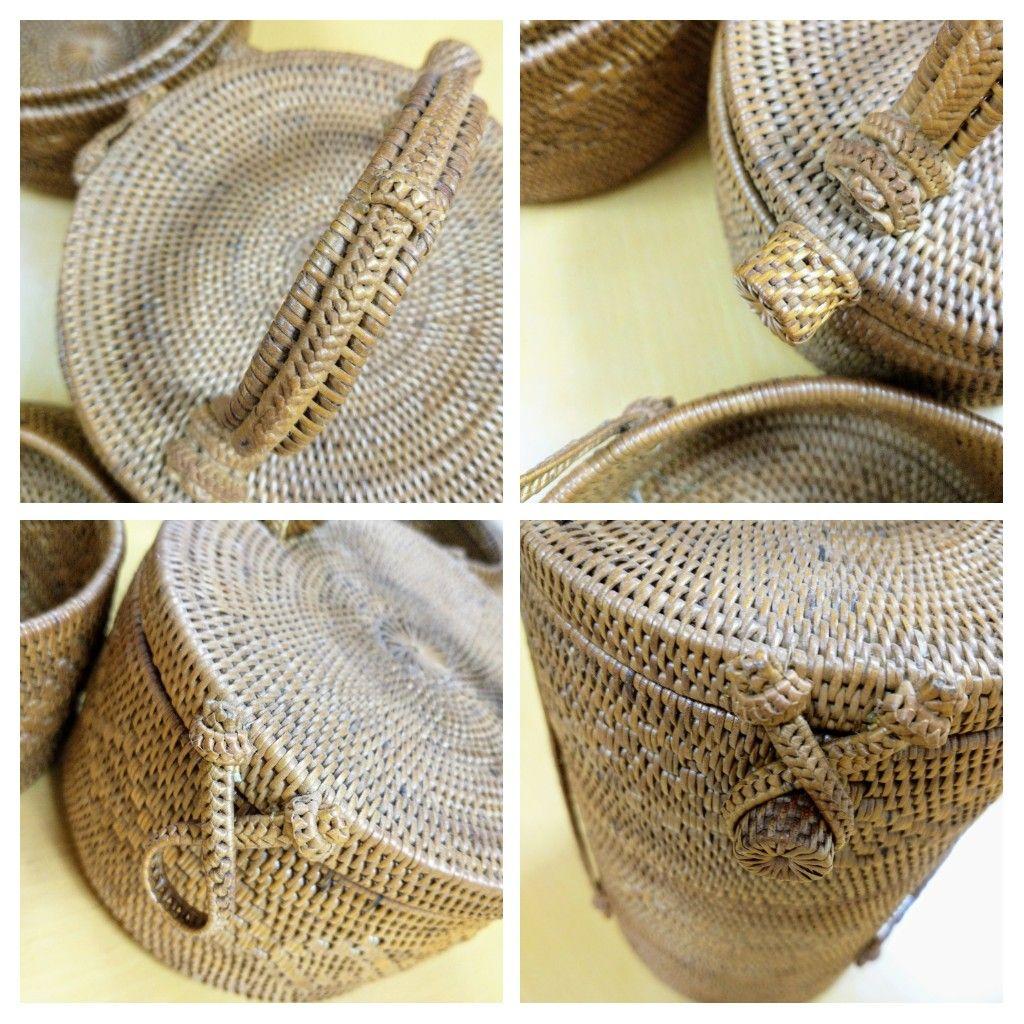 アタ　アトゥ　3段小物入れ　インドネシア製　バリリゾート　インテリア　ハンドル付