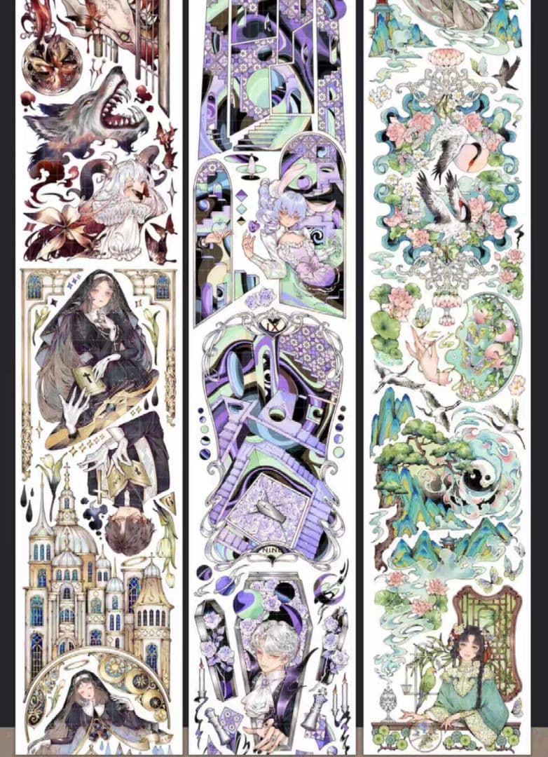 切売 873★ 海外 マスキングテープ マステ PET 装飾 人物 贝壳金