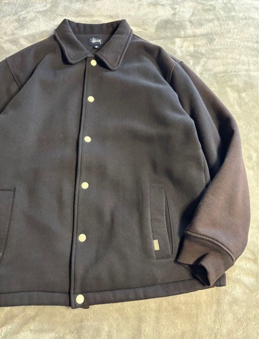 90s 00s STUSSY ステューシー スナップ スウェット ジャケット 紺