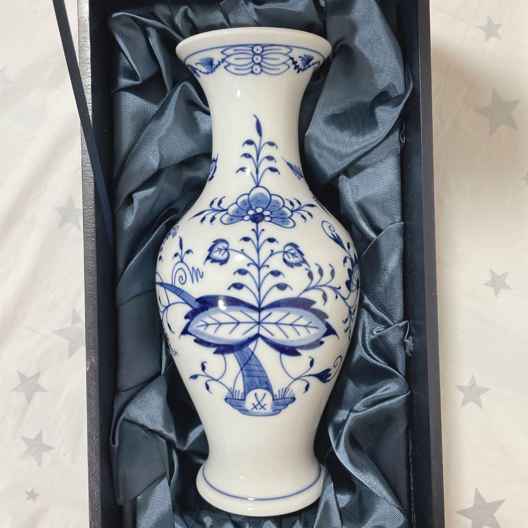 Meissen マイセン ブルーオニオン 花瓶　箱付き【未使用☆匿名送料無料】