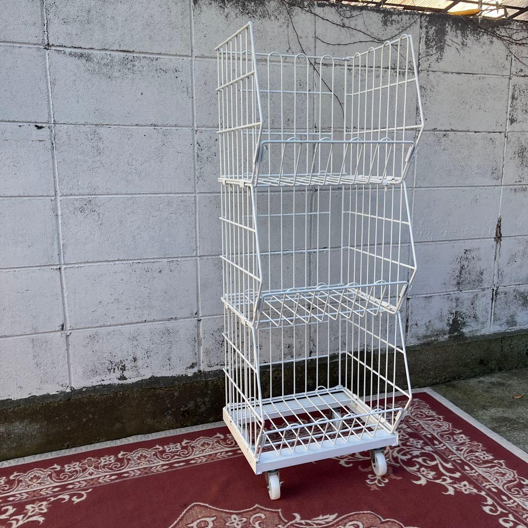 ジャンブルバスケット バスケットワゴン 3段ラック キッチンラック ランドリーA