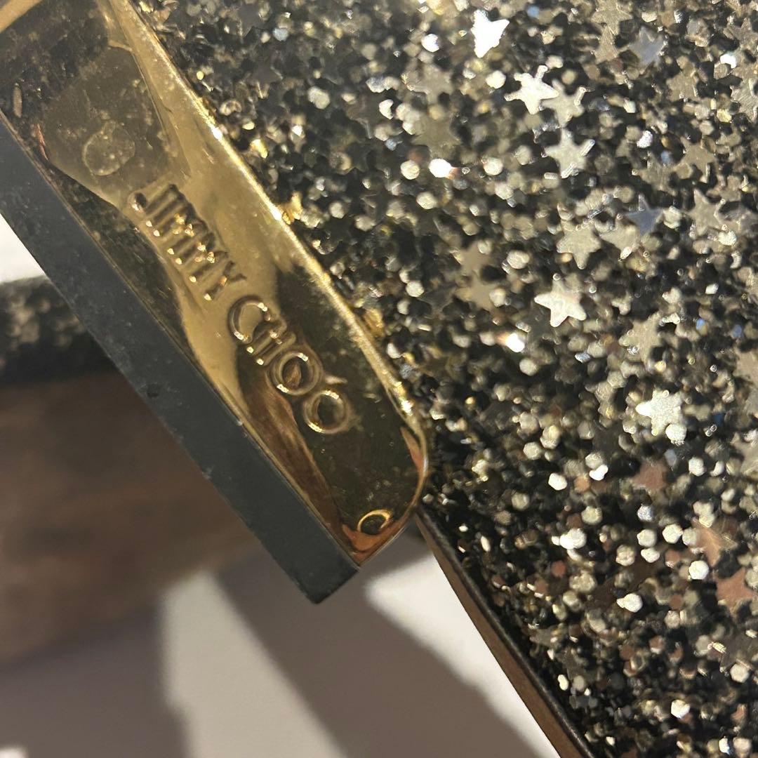 JIMMY CHOO ジミーチュウJESSIE FLAT グリッター黒 39